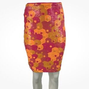 NWT Susana Monaco Sz XS All Over Beaded Mod Look Pencil Skirt Multicolor